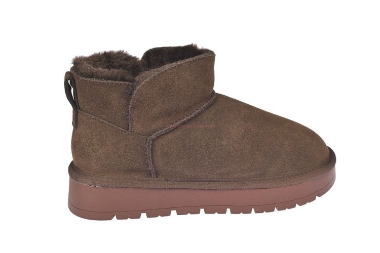 Ocieplane śniegowce damskie ze skóry welurowej w kolorze Coffee