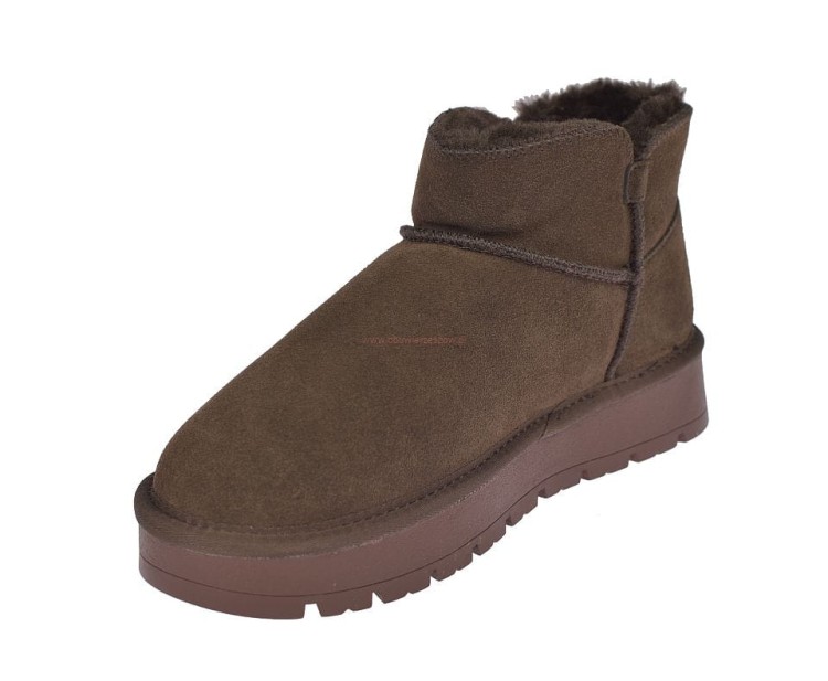 Buty zimowe damskie American Club Coffee – podeszwa antypoślizgowa