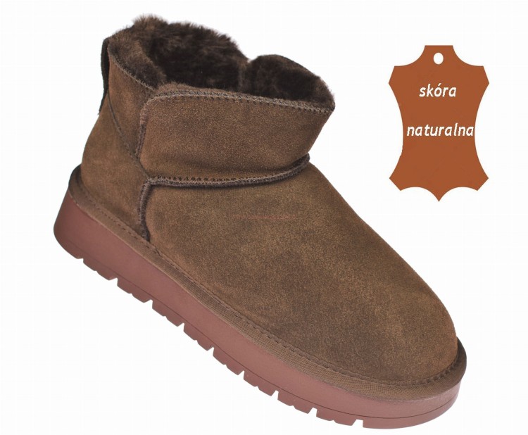 Śniegowce damskie welurowe Coffee – eleganckie buty na zimę