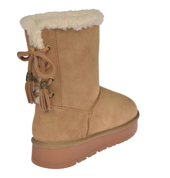 Śniegowce damskie American CY180 Camel – detal cholewki i futerka