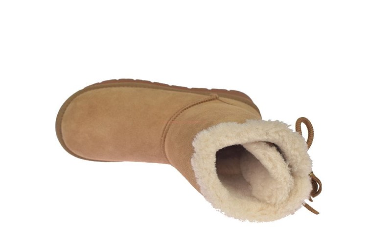 Ocieplane wysokie śniegowce damskie Camel ze skóry welurowej – zimowe buty damskie