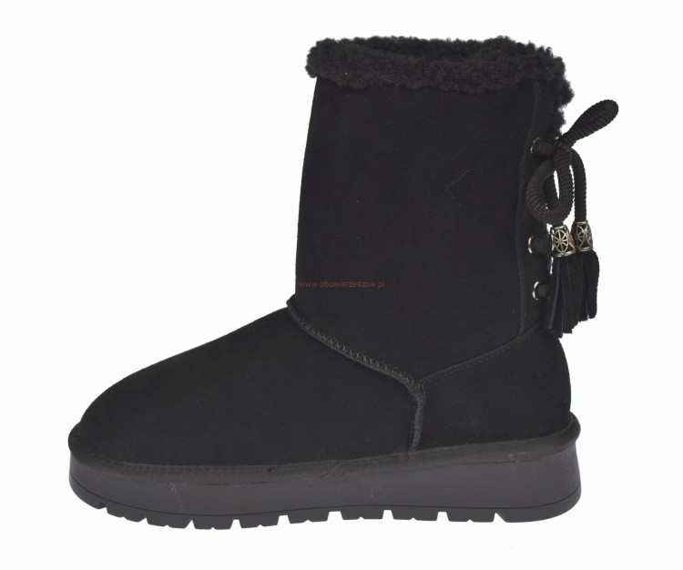 Śniegowce damskie welurowe Black – eleganckie i ciepłe buty zimowe