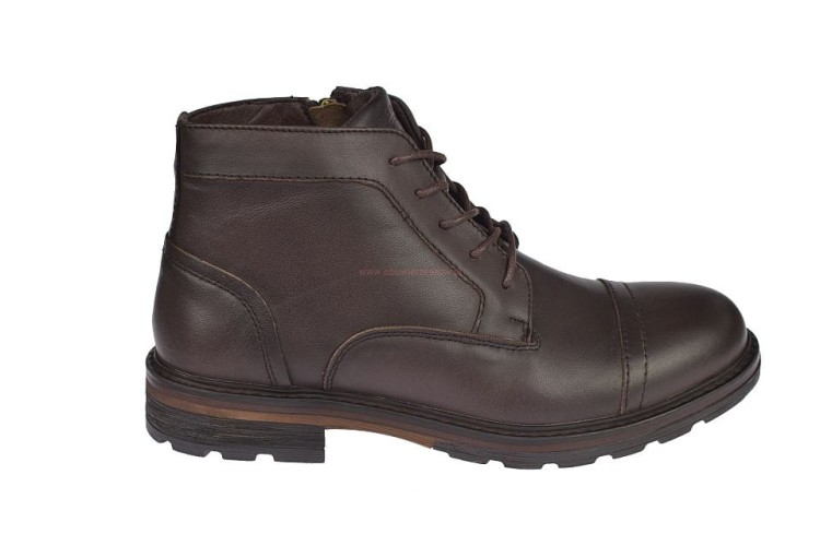 Trapery męskie skórzane brązowe CY166 American Club – ocieplane buty zimowe