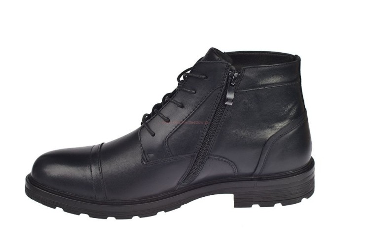 Eleganckie trapery męskie skórzane czarne – American Club CY166