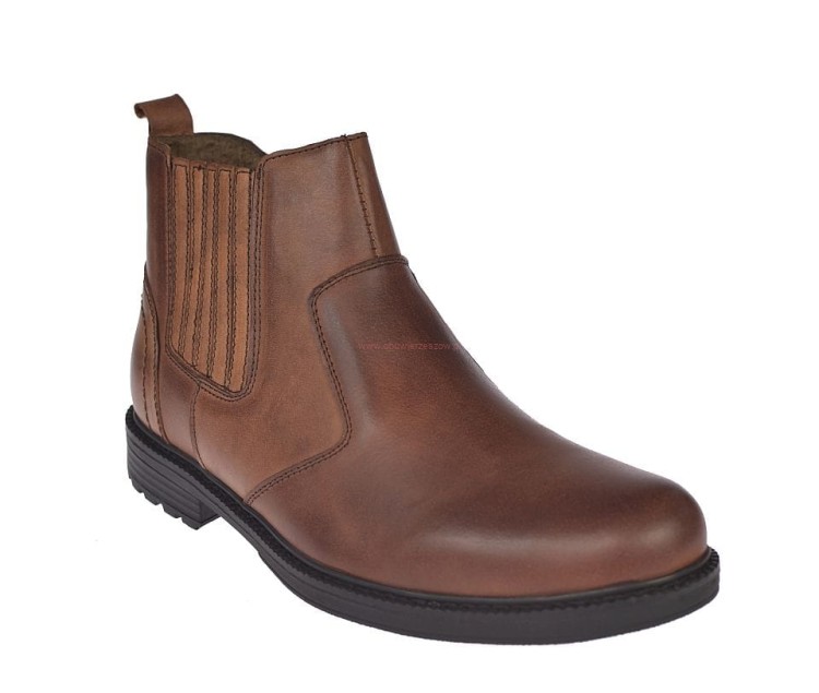 Męskie sztyblety zimowe brązowe na suwak i gumy po bokach