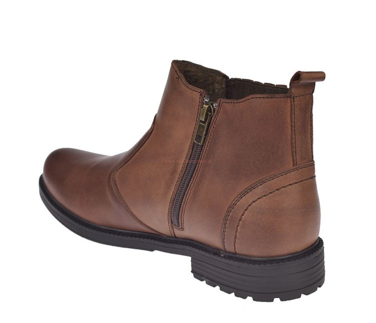 Brązowe sztyblety męskie ze skóry naturalnej z zamkiem błyskawicznym