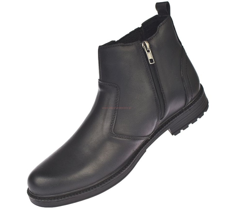 Męskie botki skórzane czarne American Club CY87 eleganckie