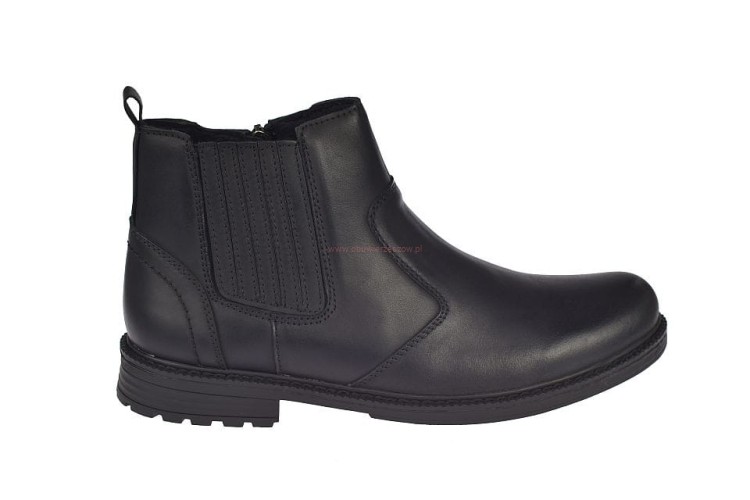 Ocieplane botki męskie czarne American CY87 widok z boku