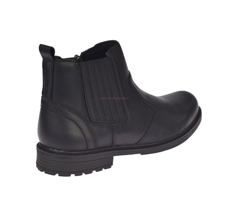 Czarne buty męskie zimowe do garnituru American Club