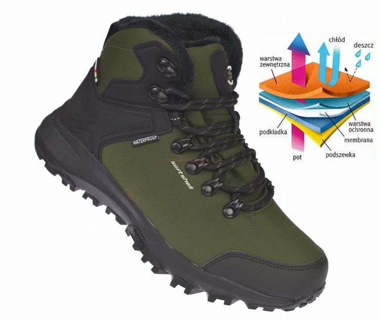 buty trekkingowe męskie z membraną HL144/24 khaki