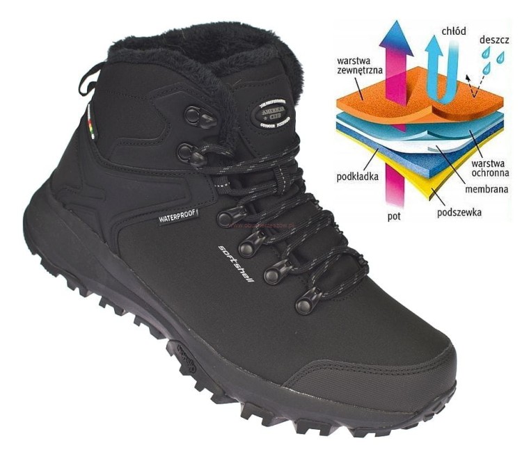 buty trekkingowe męskie czarne American Club HL144/24