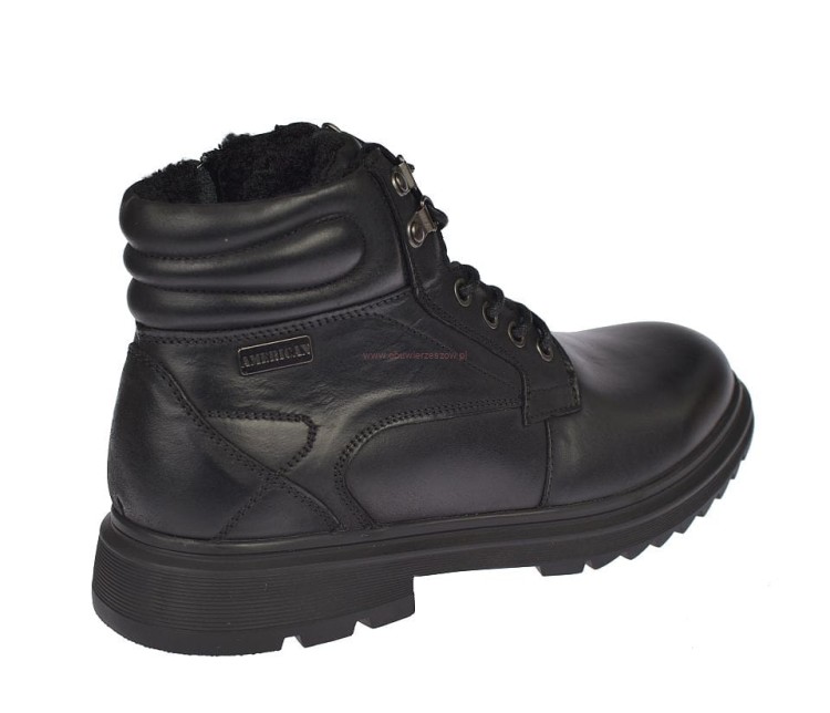 czarne buty męskie American Club CY136 z zamkiem wewnętrznym