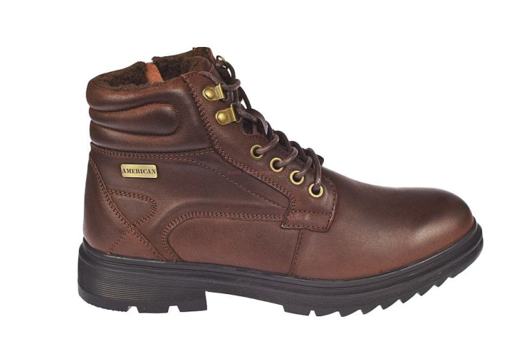 sznurowane brązowe buty męskie skórzane z zamkiem