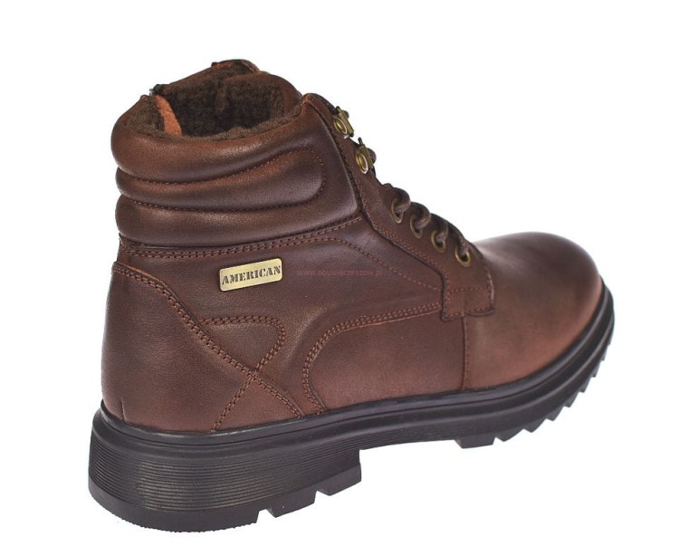 brązowe botki męskie American Club CY136 na zamek błyskawiczny