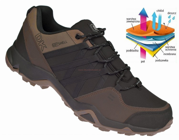 Sneakersy męskie trekkingowe DK VB17282 brązowo-czarne Softshell