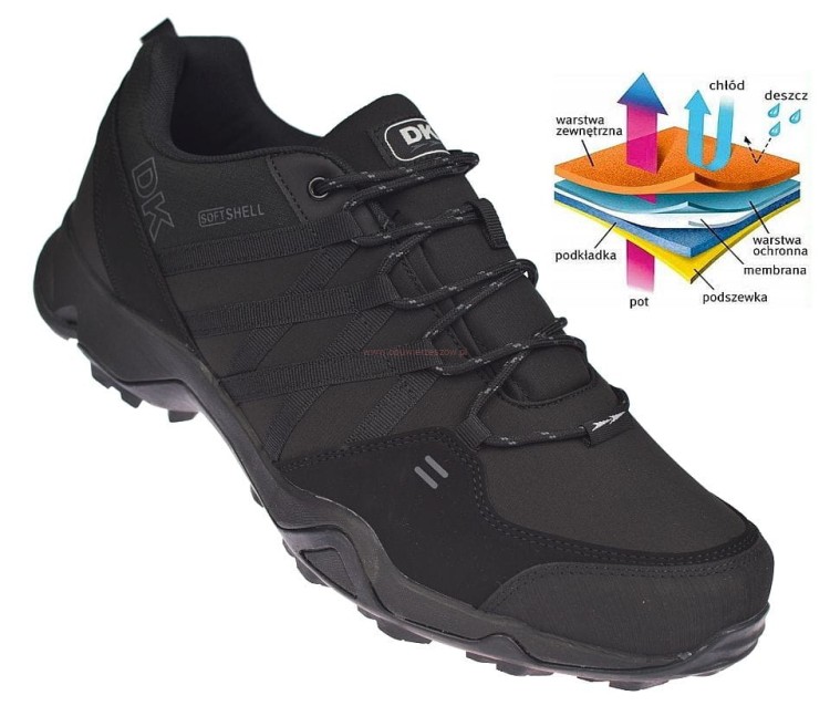 Sneakersy męskie trekkingowe DK VB17282 czarne Softshell widok z przodu