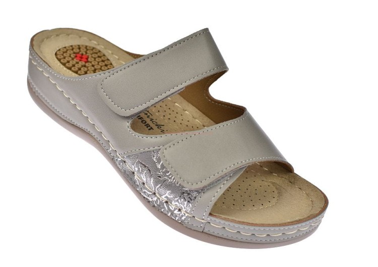 Klapki medyczne damskie Skotnicki KL-3-3017 szare z wkładką na ostrogi piętowe