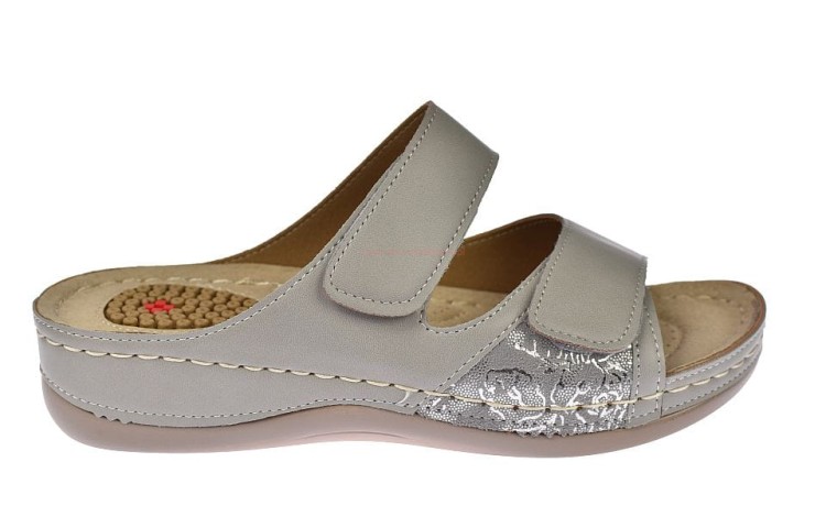 Klapki damskie medyczne na koturnie z regulowanymi paskami na rzepy