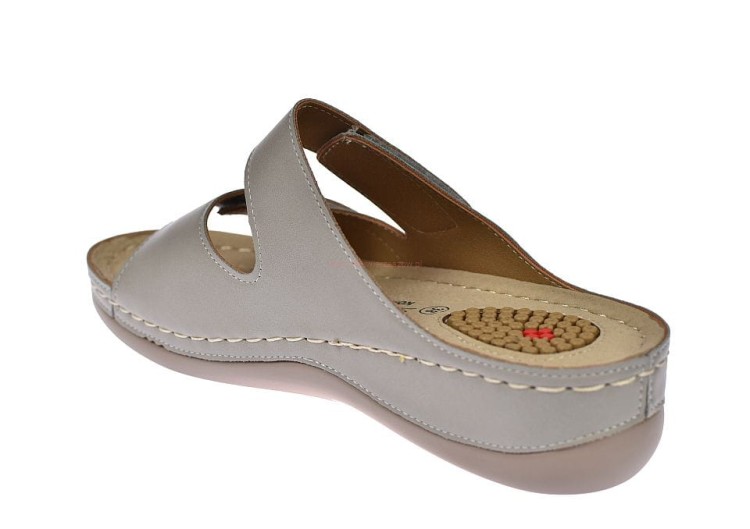 Klapki ortopedyczne damskie z wkładką skórzaną na ostrogi piętowe