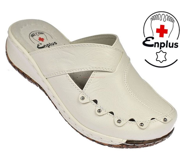 Enplus klapki medyczne damskie białe dla lekarzy
