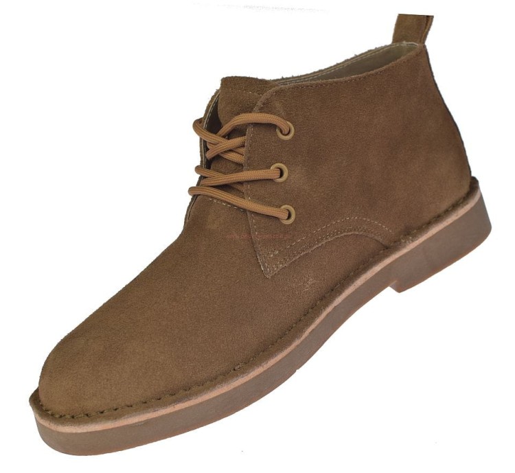 Trzewiki profilaktyczne męskie Jankowski camel – detal skóry zamszowej