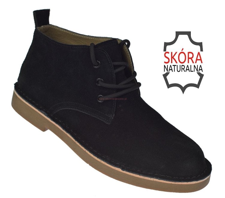 Czarne trzewiki męskie Jankowski JK/B-4-602, skóra zamszowa, profilaktyczne