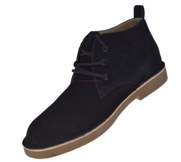 Widok z boku czarnych trzewików męskich Jankowski, komfortowe i wygodne