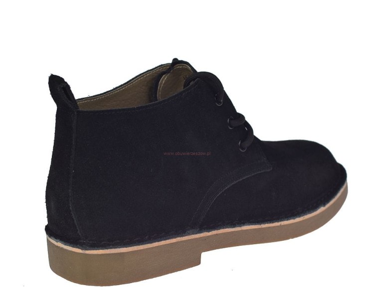 Tył czarnych trzewików męskich Jankowski JK/B-4-602, podwyższona cholewka