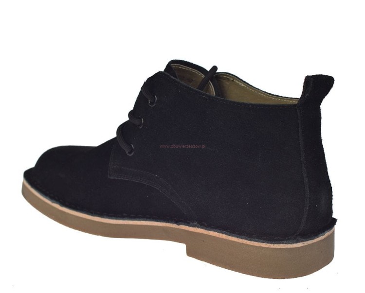 Trzewiki skórzane męskie Otmęt wysokie zamszowe