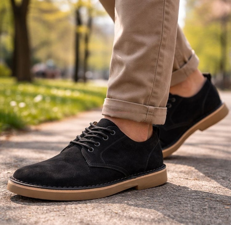 półbuty męskie skórzane czarne na nogachJK/P-4-601