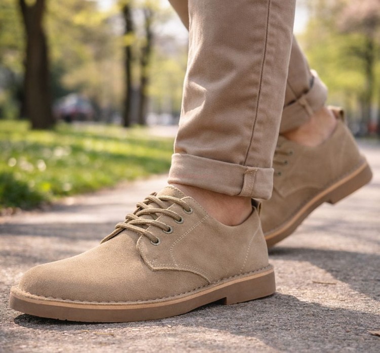 Buty męskie zamszowe półbuty casual skórzane