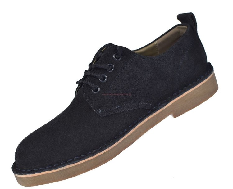 Półbuty męskie skórzane Jankowski JR P 4 601 granatowe widok z boku