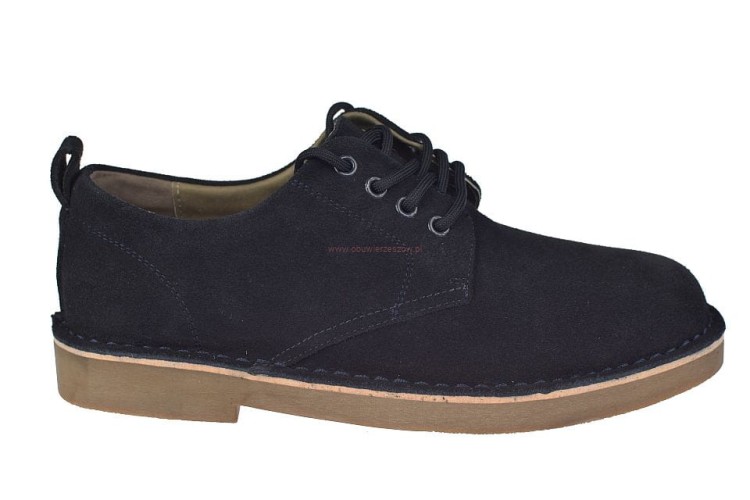 Skórzane półbuty męskie granatowe Jankowski sznurowane
