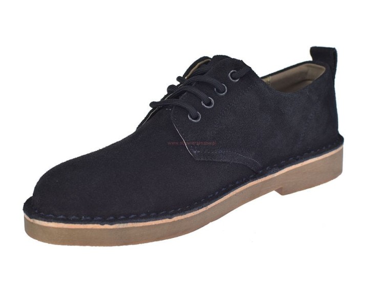 Półbuty skórzane męskie Jankowski granatowe detal cholewki