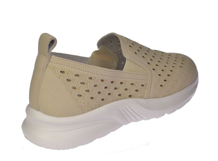 Damskie półbuty slip on Skotnicki beżowe ażurowe