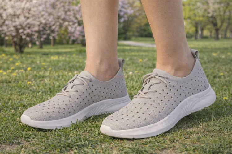 Szare sneakersy damskie Skotnicki A-3-0589 sznurowane z eko skóry