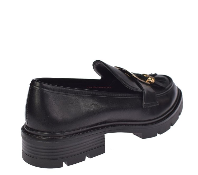 Czarne mokasyny damskie styl elegancki casual