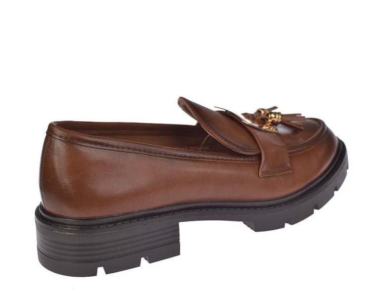 Brązowe mokasyny damskie styl elegancki casual