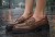 Półbuty damskie na obcasie eleganckie loafersy brązowe