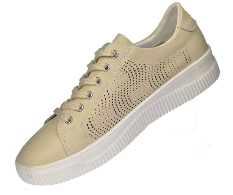 Beżowe sneakersy damskie z naturalnej skóry Skotnicki