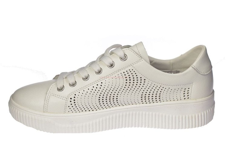 Sneakersy damskie skórzane białe widok z boku