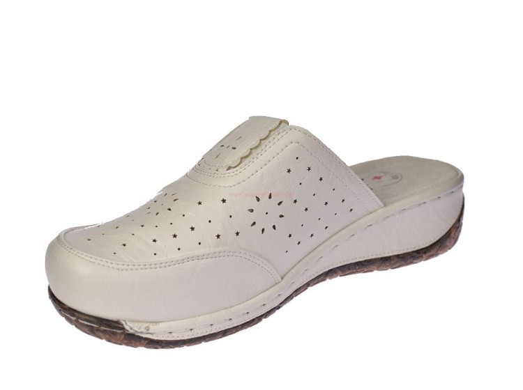 Białe chodaki medyczne damskie skórzane Enplus