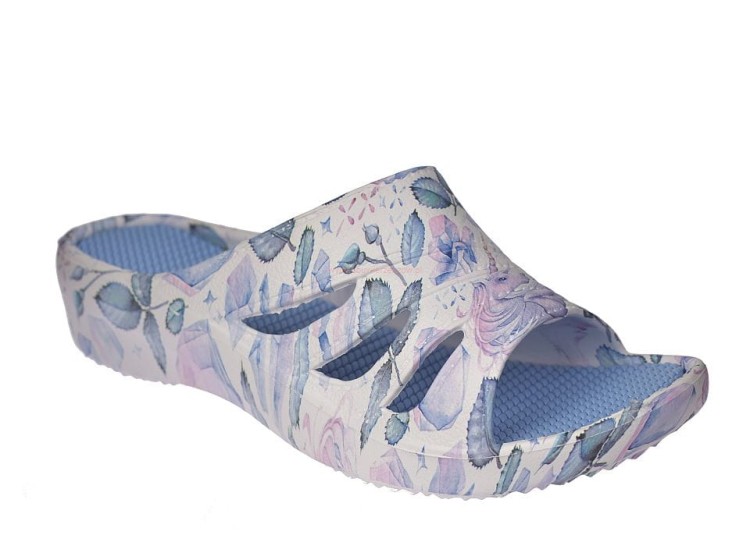 Klapki plażowe damskie na platformie z motywem kwiatowym