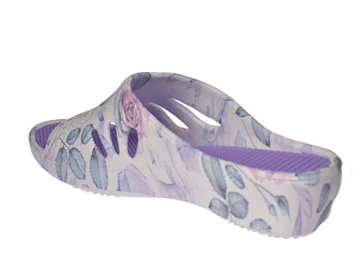 Wygodne klapki damskie na lato biało-fioletowe