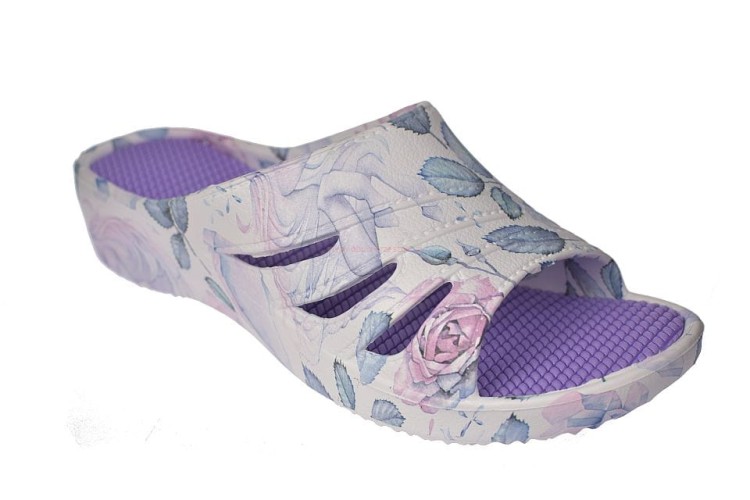 Stylowe klapki plażowe damskie biało-fioletowe
