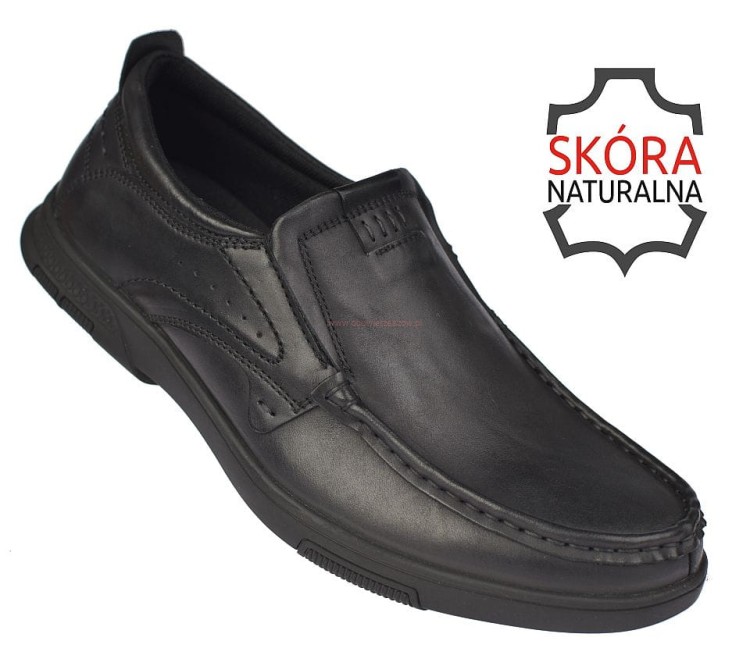 Skórzane mokasyny męskie American Club CY-77 w kolorze czarnym