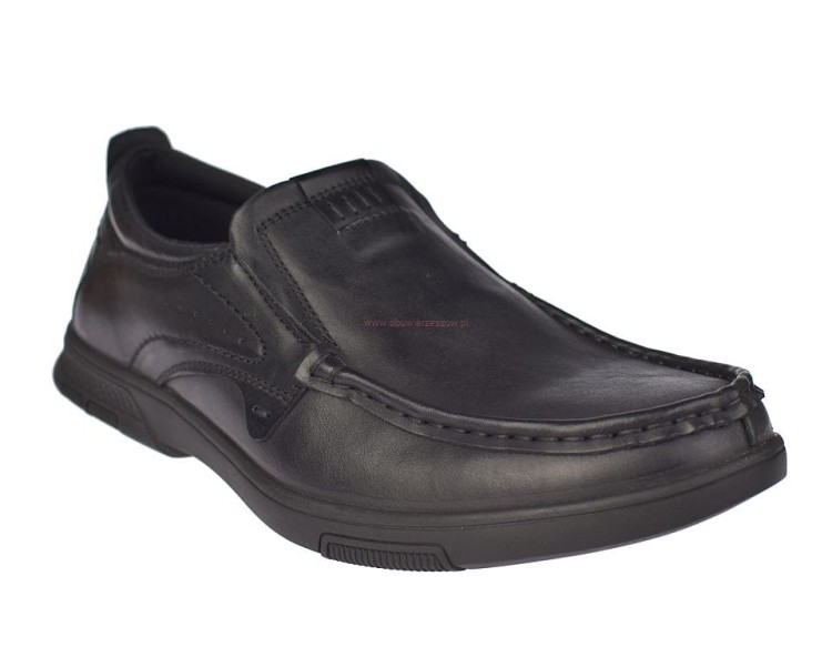 Czarne mokasyny męskie ze skóry naturalnej American Club