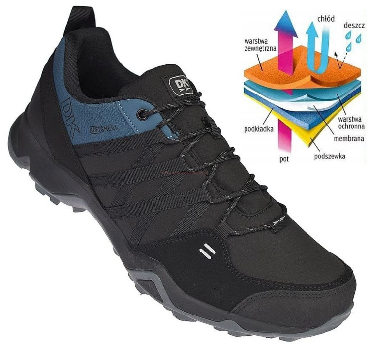 Męskie buty trekkingowe DK VB17282 czarno-niebieskie widok z boku
