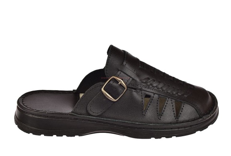 Wygodne klapki męskie z naturalnej skóry KLS-027 BK