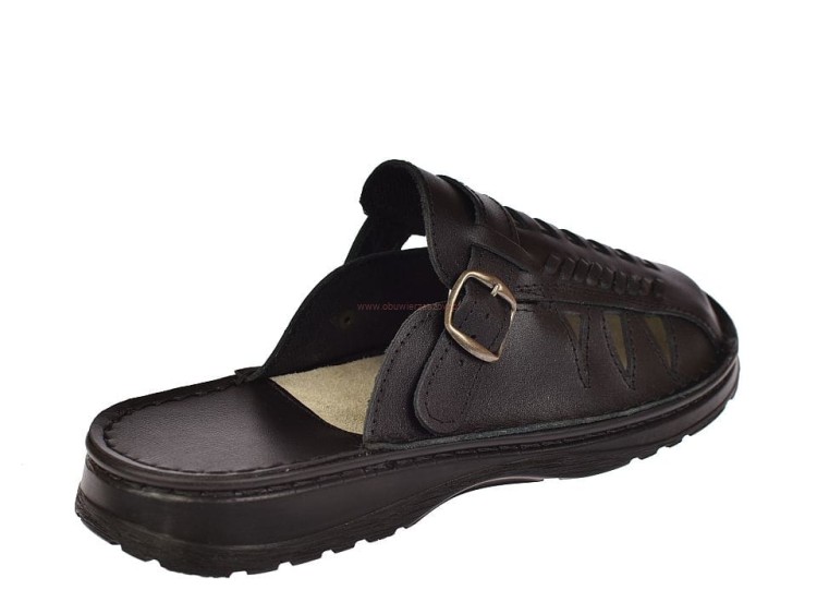 Polskie klapki męskie skórzane KLS-027 BK